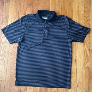 PGA Tour  Men's Black and Grey Striped Polo Shirt